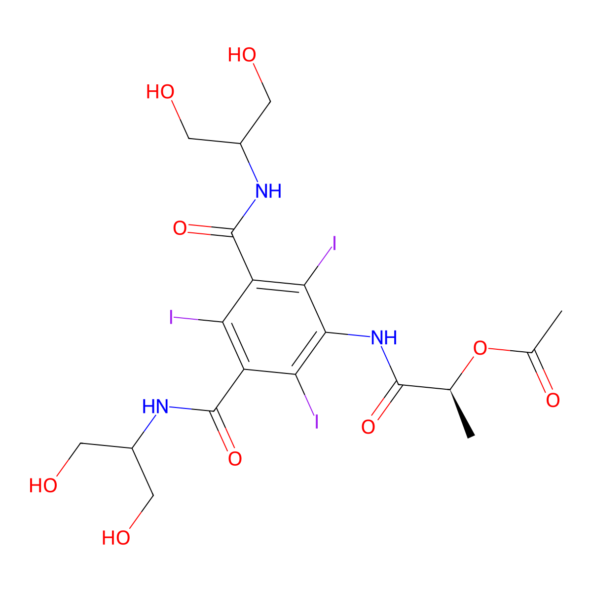 Iopamidol EP impurity E molecular structure, CAS 60166-92-9