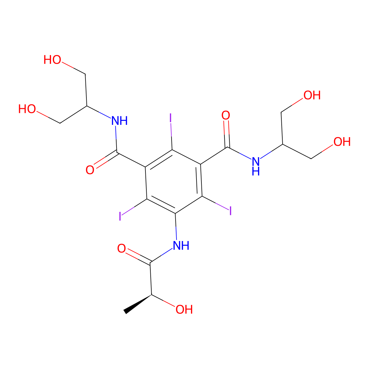 Iopamidol molecular structure, CAS 60166-93-0