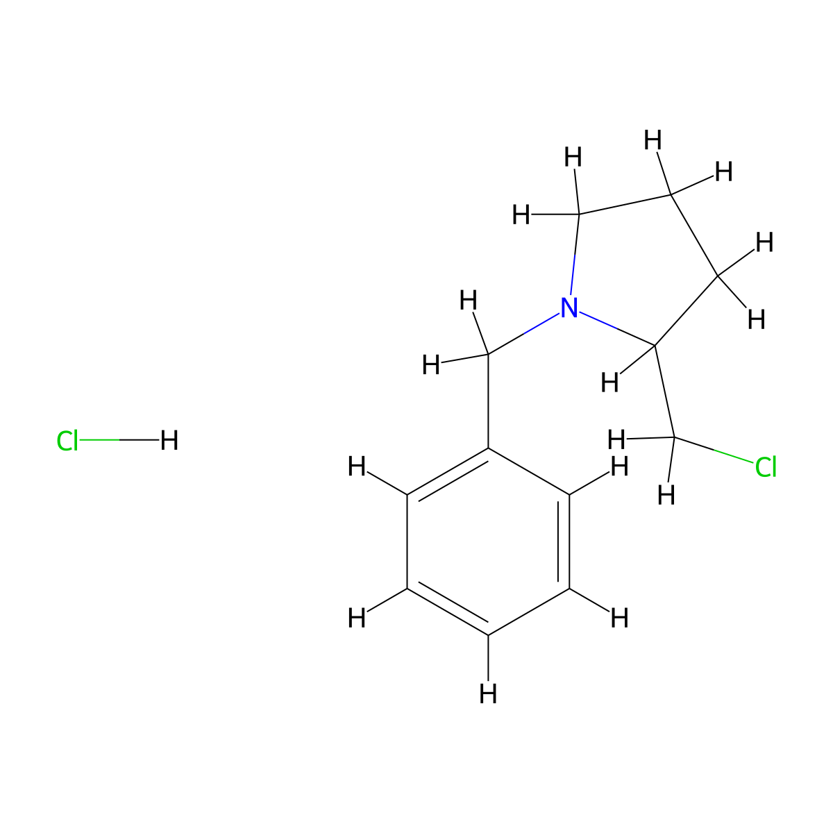 Pyrrolidine, 1-benzyl-2-chloromethyl-, hydrochloride molecular structure, CAS 60169-71-3