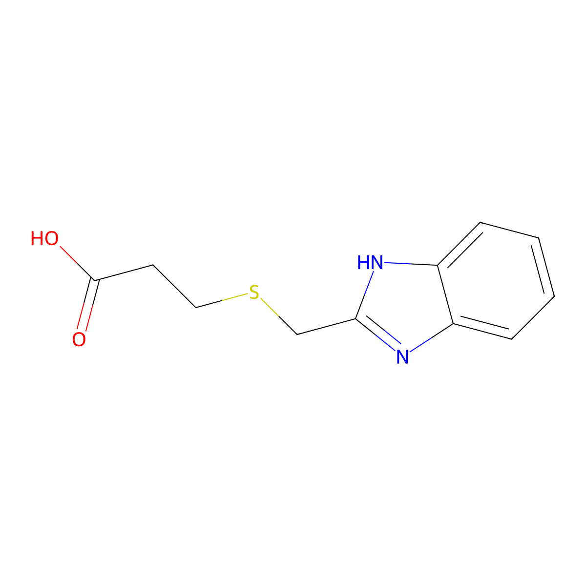 3-[(1H-benzimidazol-2-ylmethyl)thio]propanoic acid molecular structure, CAS 6017-12-5