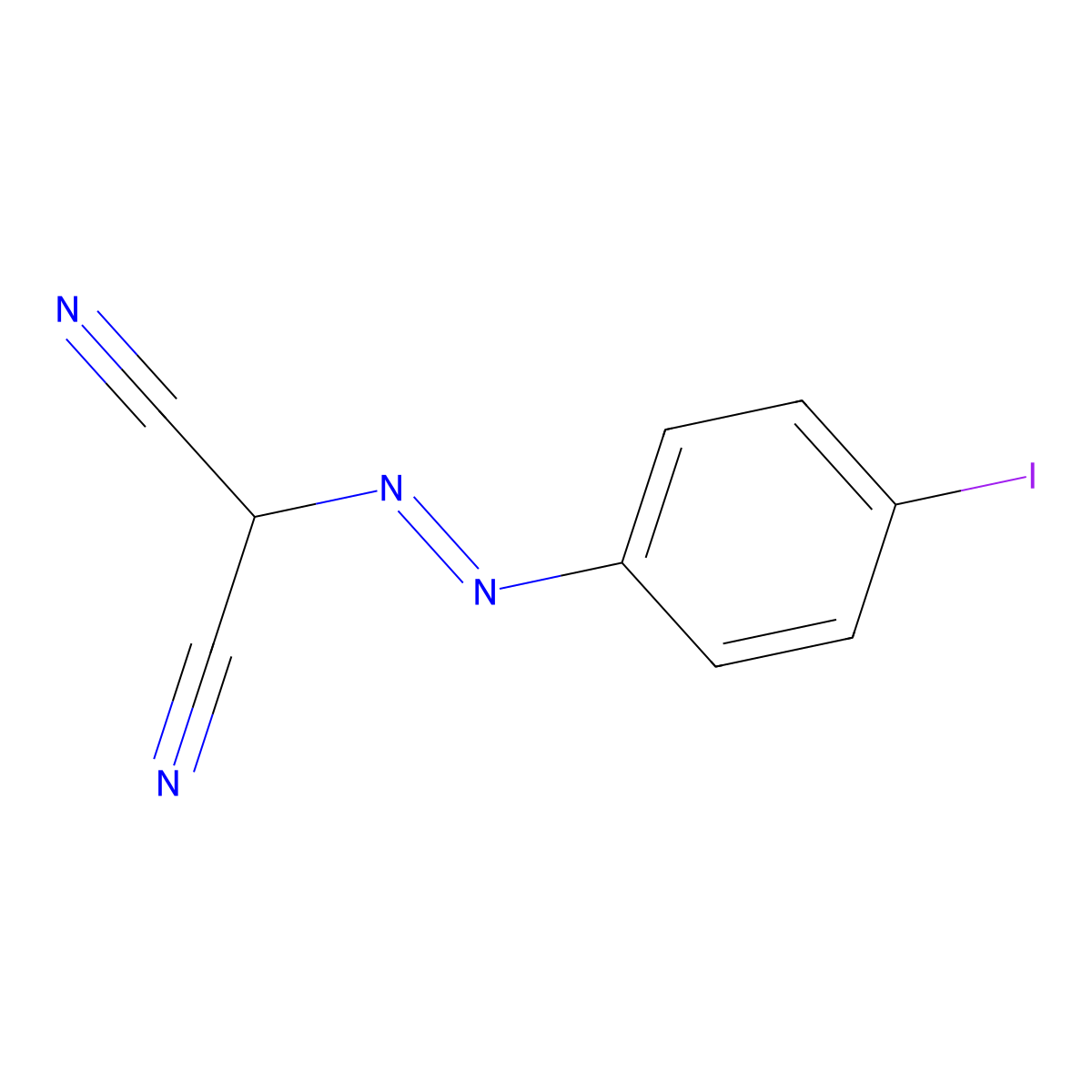 ((p-Iodophenyl)azo)malononitrile molecular structure, CAS 6017-29-4
