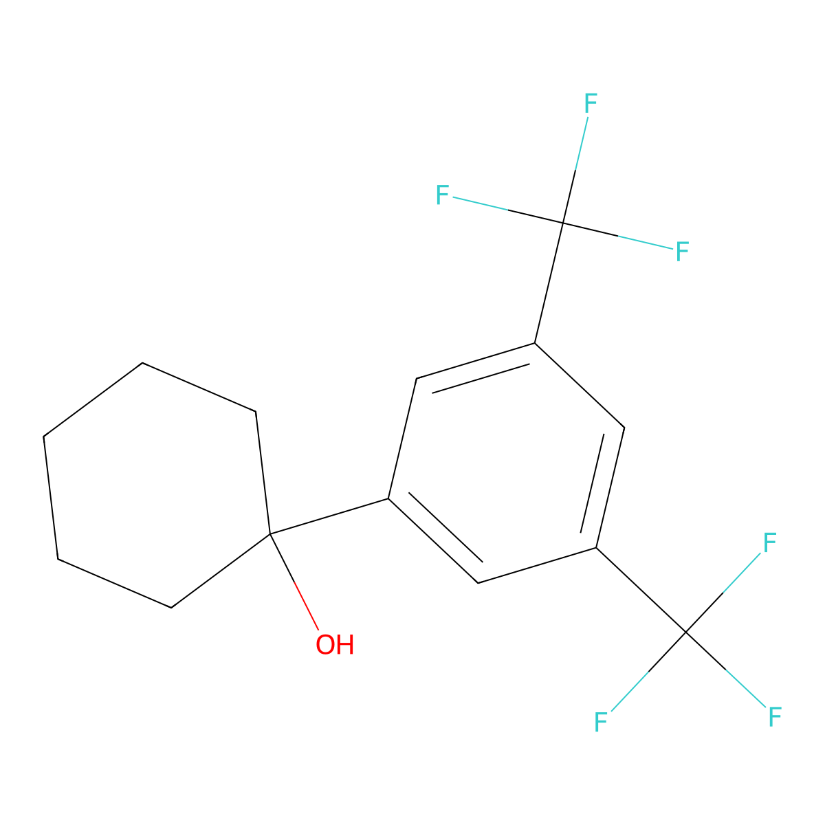 1-(3,5-Bis(trifluoromethyl)phenyl)cyclohexanol molecular structure, CAS 60174-89-2