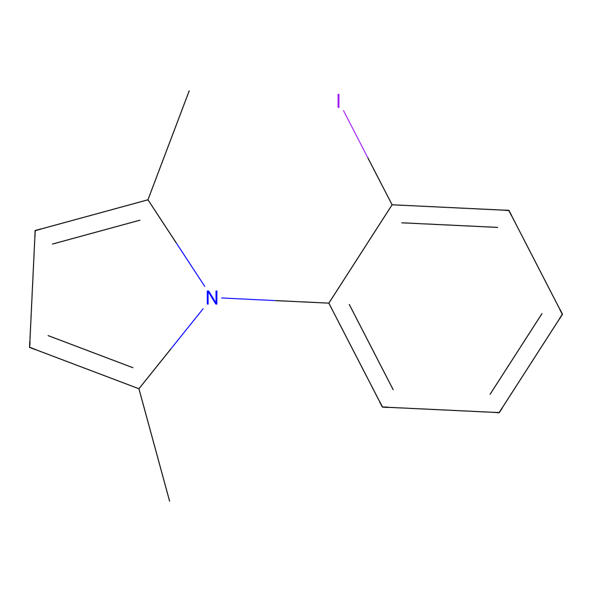 1-(2-iodophenyl)-2,5-dimethyl-1H-pyrrole molecular structure, CAS 60176-18-3