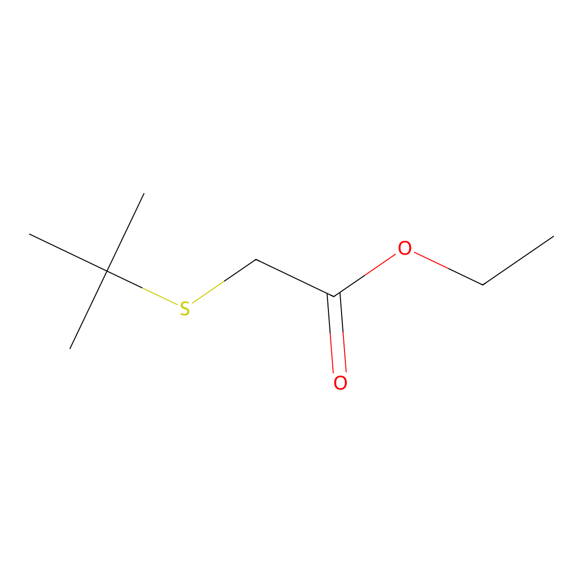 Ethyl 2-(tert-butylsulfanyl)acetate molecular structure, CAS 60178-20-3