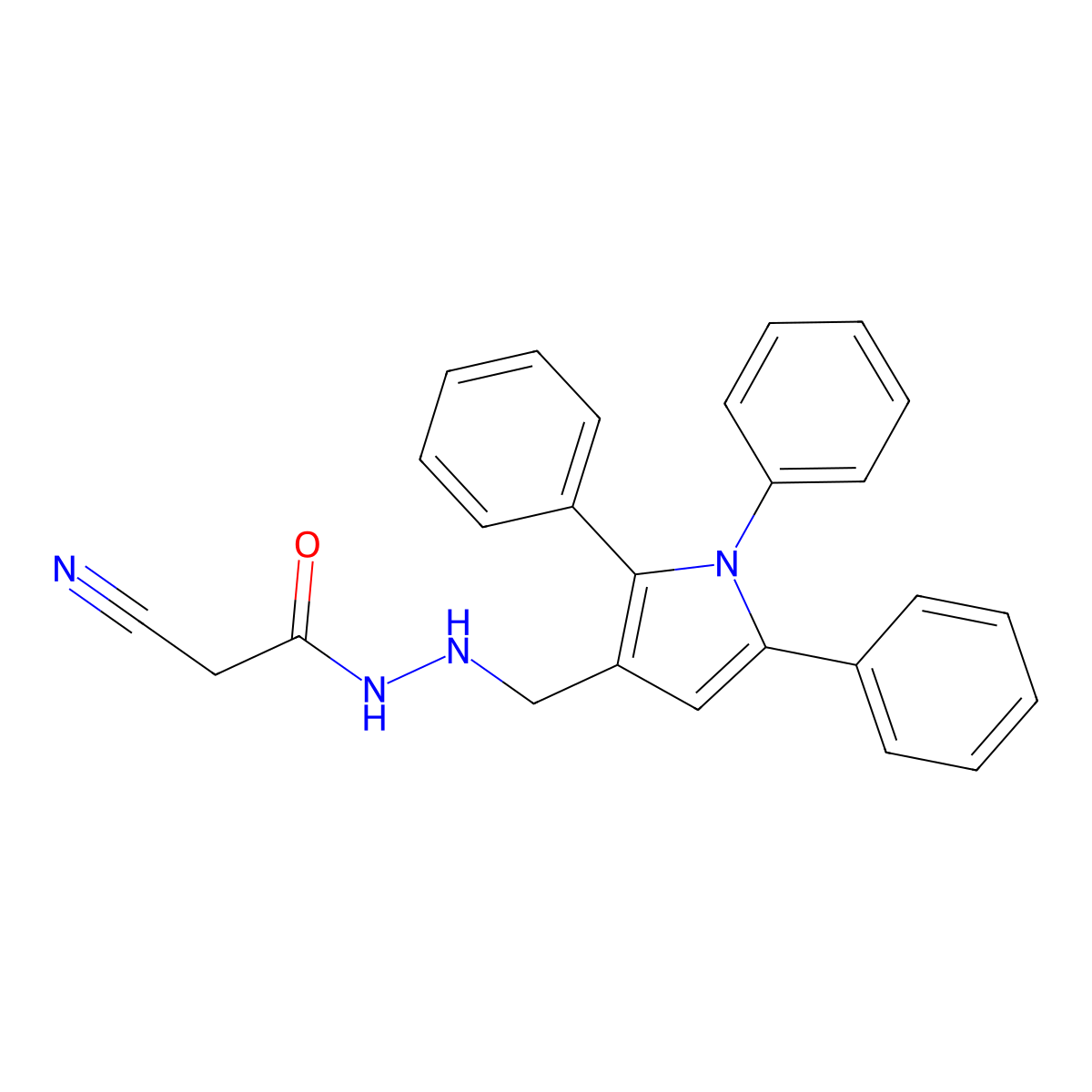 2-cyano-N'-[(1,2,5-triphenylpyrrol-3-yl)methyl]acetohydrazide molecular structure, CAS 6019-22-3