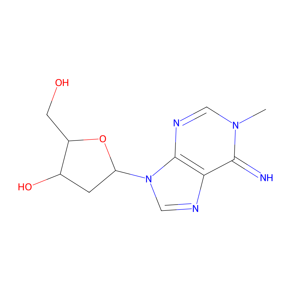 n1-Methyl-2'-deoxyadenosine molecular structure, CAS 60192-55-4