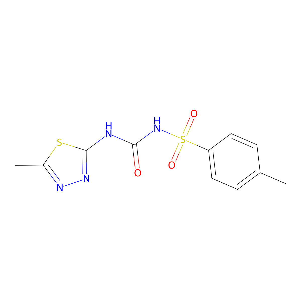 2-Methyl-5-[({[(4-methylphenyl)sulfonyl]amino}carbonyl)amino]-1,3,4-thiadiazole molecular structure, CAS 60198-63-2