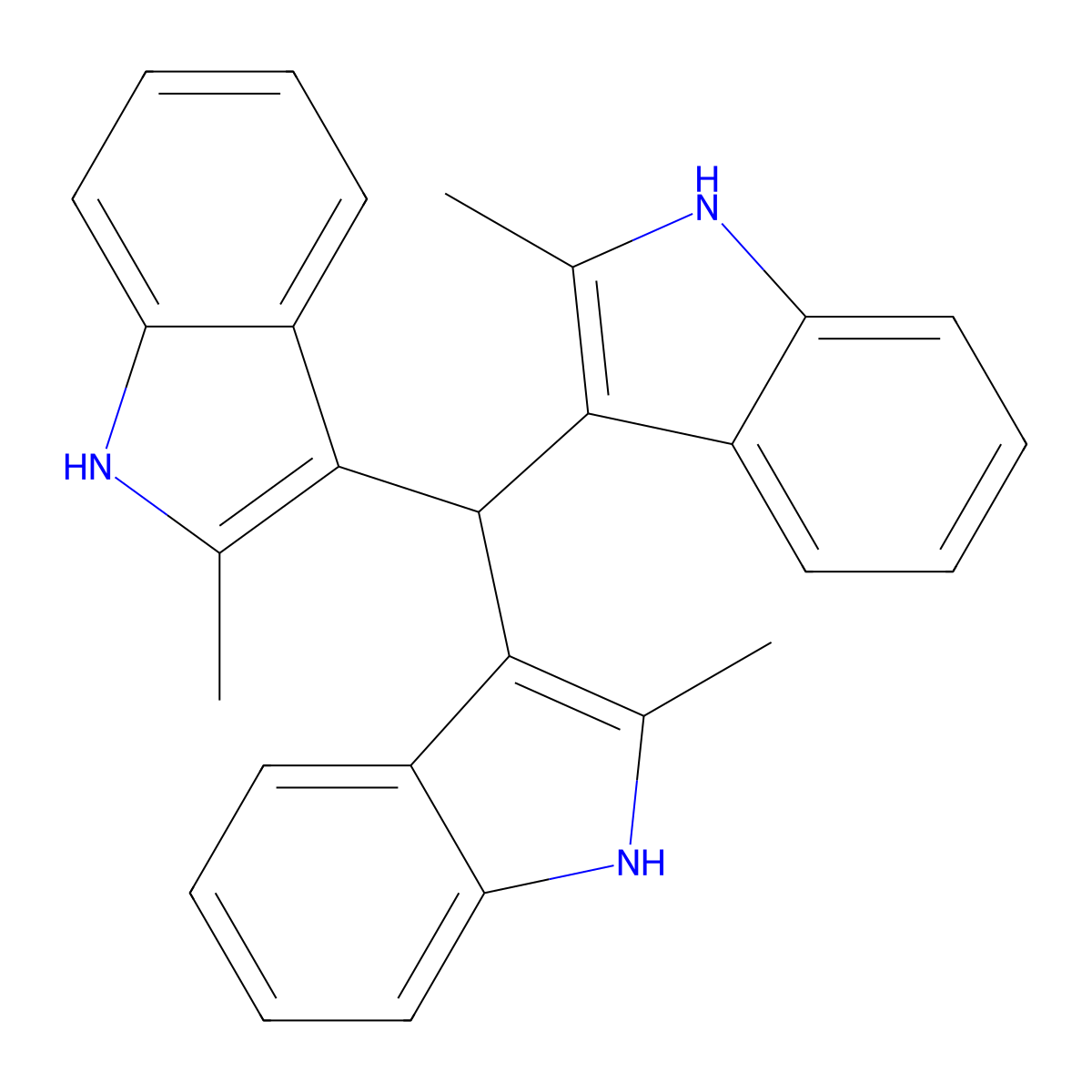 3,3',3''-Methylidynetris(2-methylindole) molecular structure, CAS 602-04-0