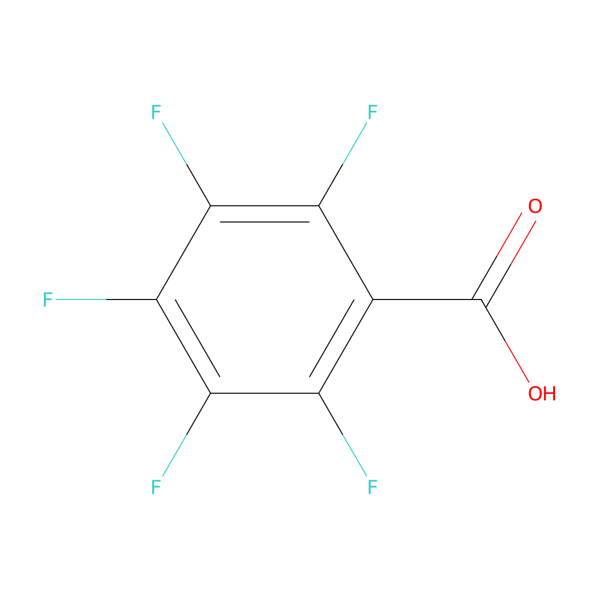 Pentafluorobenzoic acid molecular structure, CAS 602-94-8