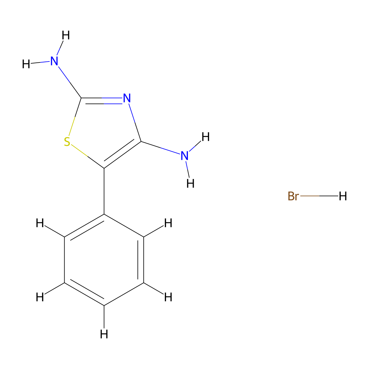 2,4-Diamino-5-phenylthiazole hydrobromide molecular structure, CAS 6020-54-8