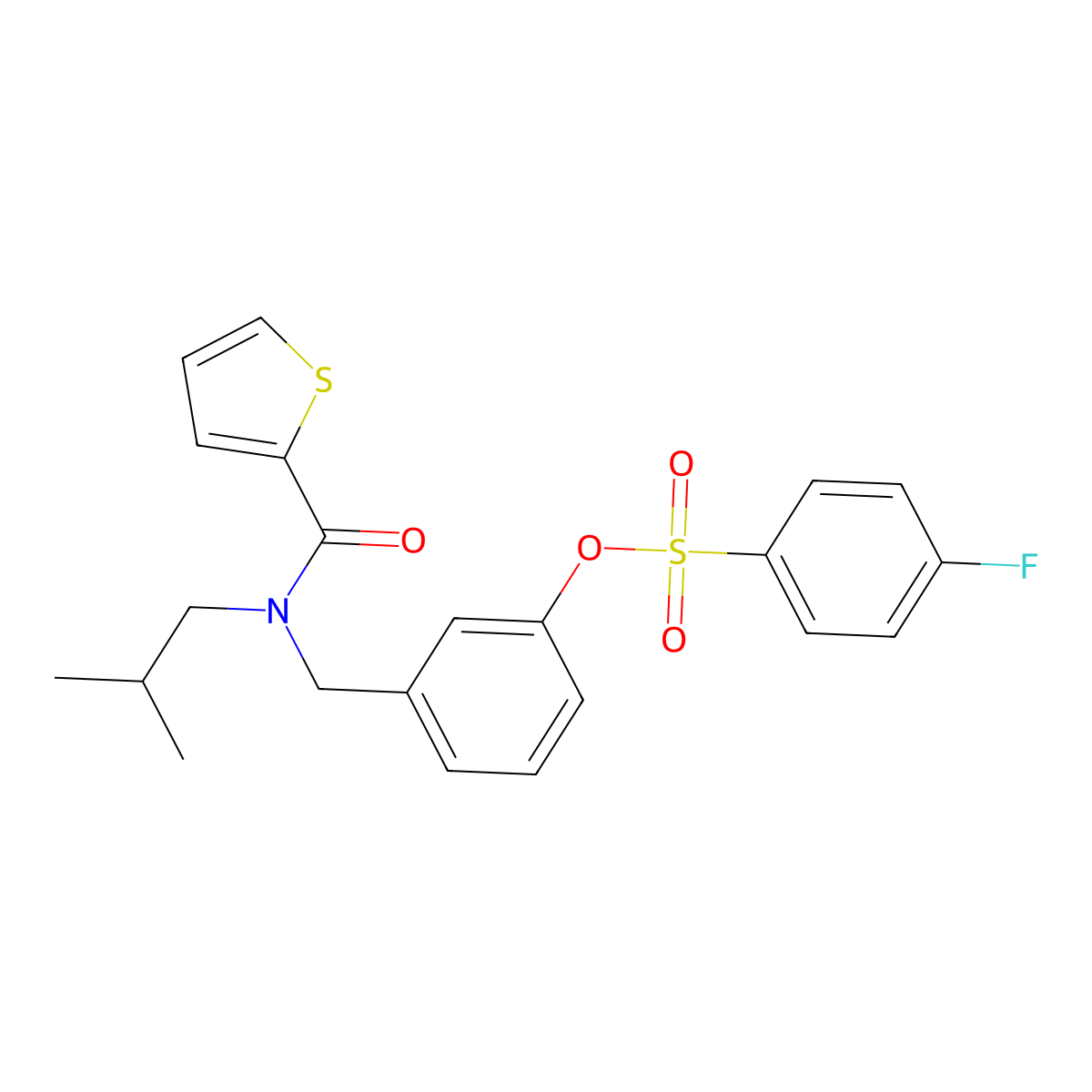 [3-[[2-Methylpropyl(thiophene-2-carbonyl)amino]methyl]phenyl] 4-fluorobenzenesulfonate molecular structure, CAS 6020-67-3