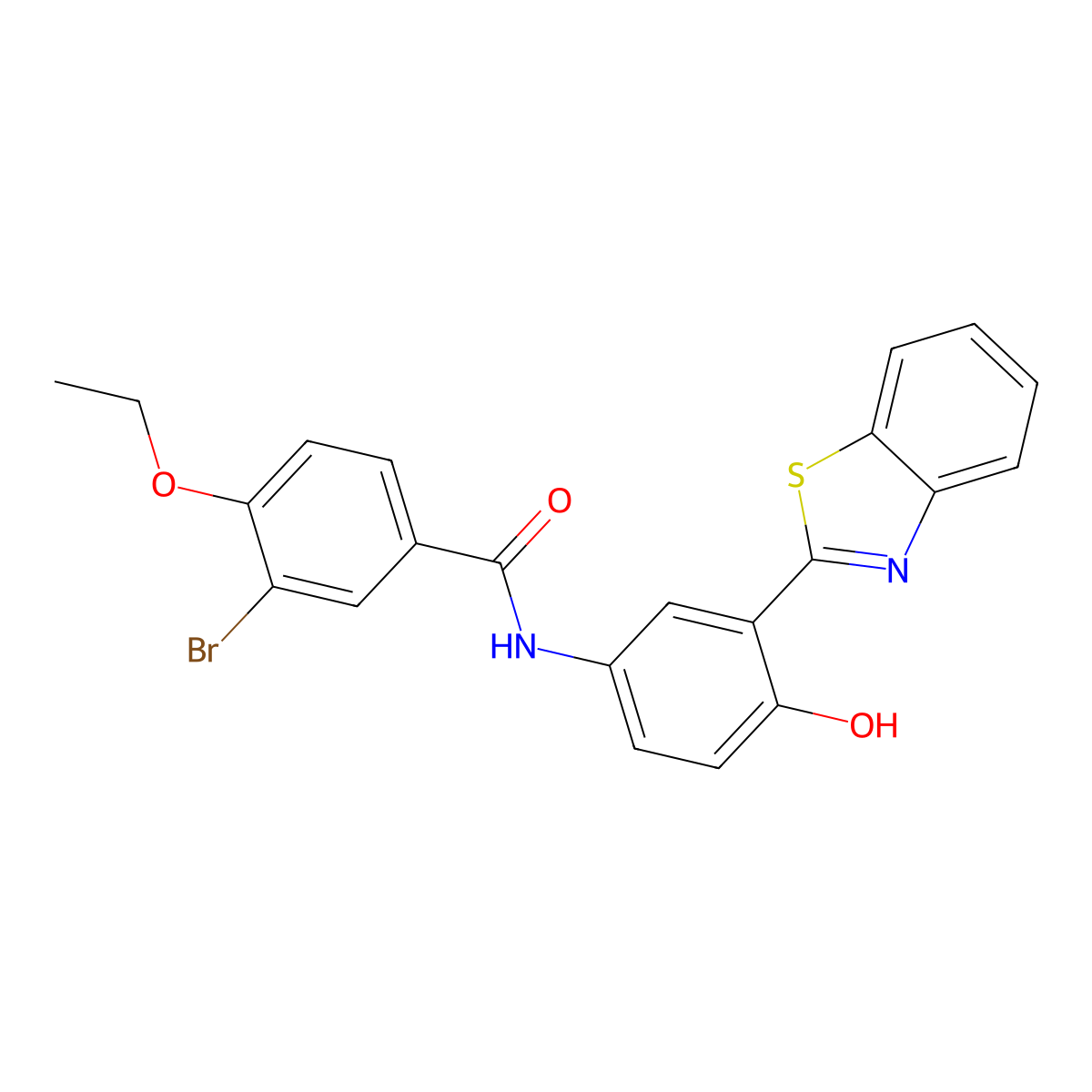 N-[3-(1,3-Benzothiazol-2(3H)-ylidene)-4-oxocyclohexa-1,5-dien-1-yl]-3-bromo-4-ethoxybenzamide molecular structure, CAS 6020-89-9