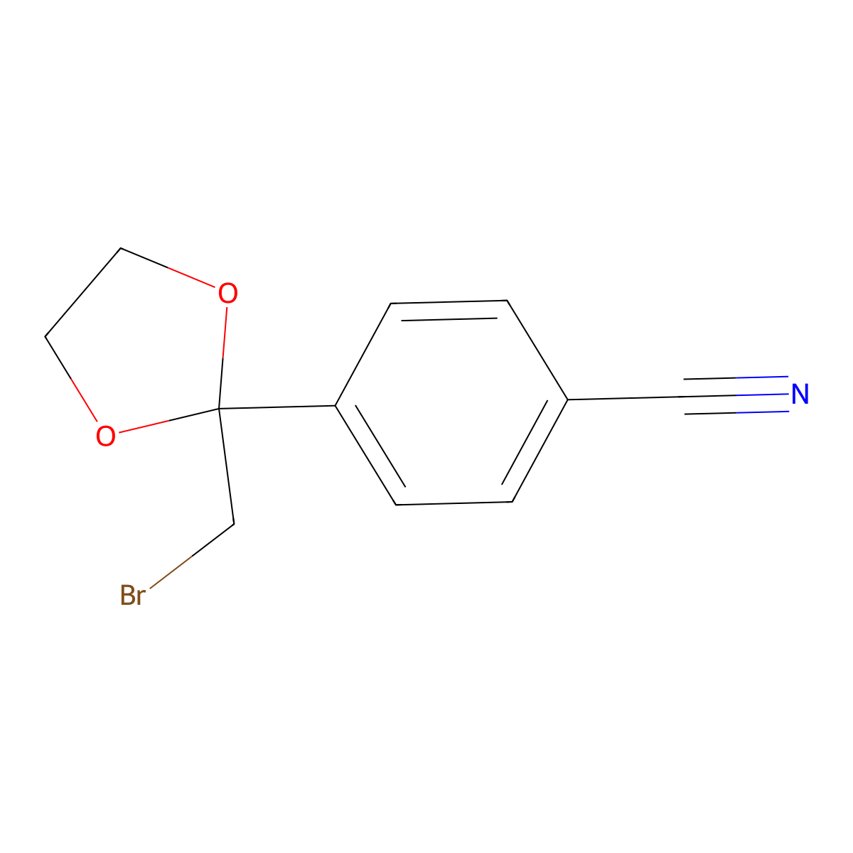 4-[2-(Bromomethyl)-1,3-dioxolan-2-yl]benzonitrile molecular structure, CAS 60207-22-9
