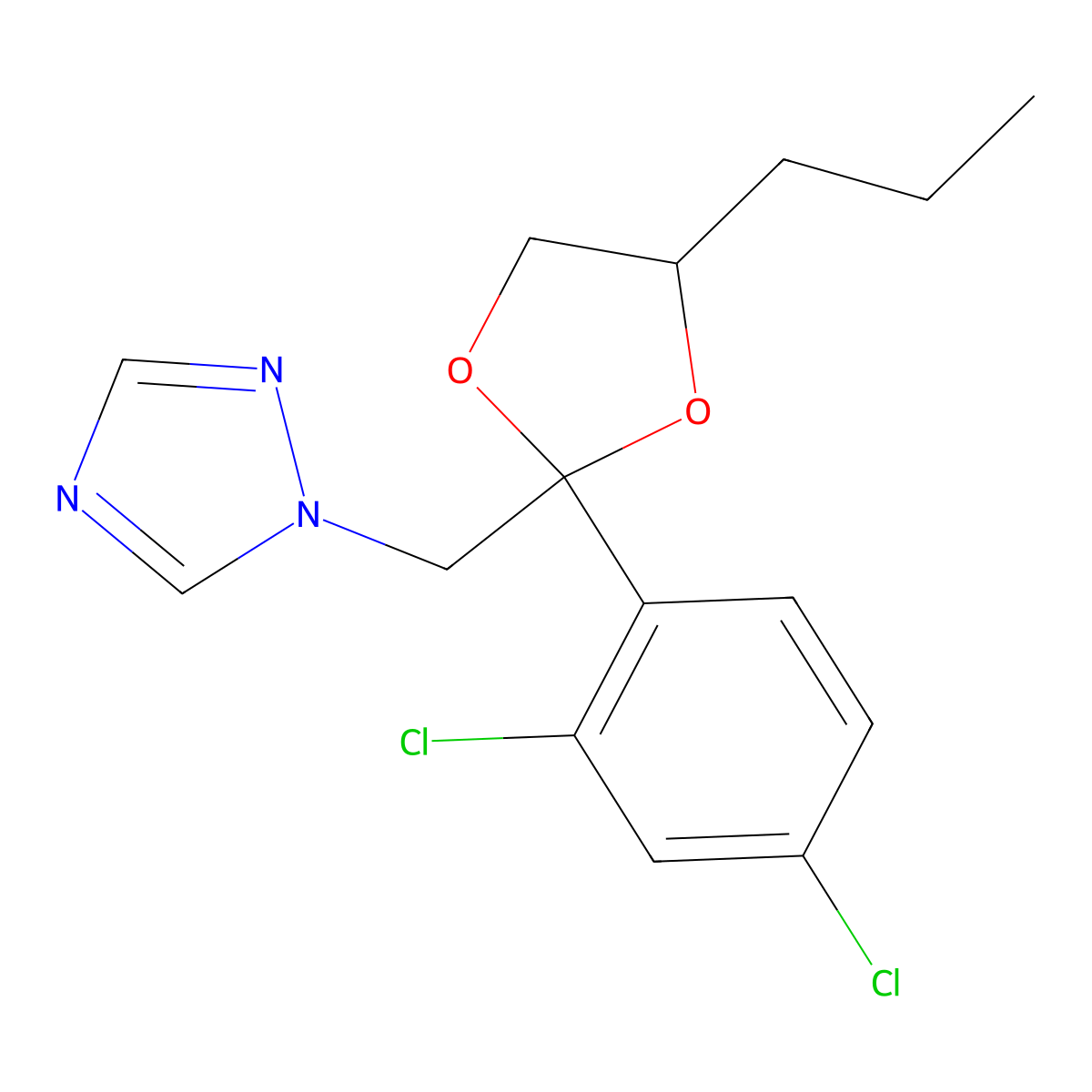 Propiconazole molecular structure, CAS 60207-90-1