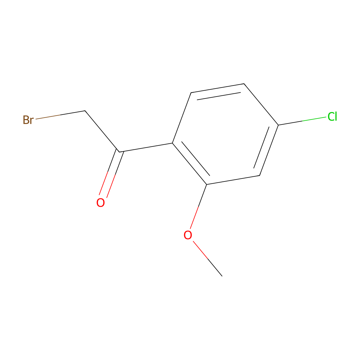 2-Bromo-1-(4-chloro-2-methoxyphenyl)ethanone molecular structure, CAS 60208-06-2