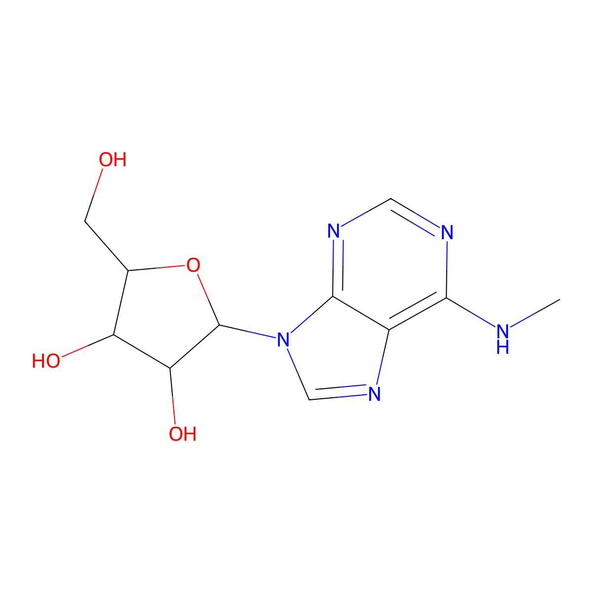 6-Methylaminopurine arabinoside molecular structure, CAS 60209-41-8