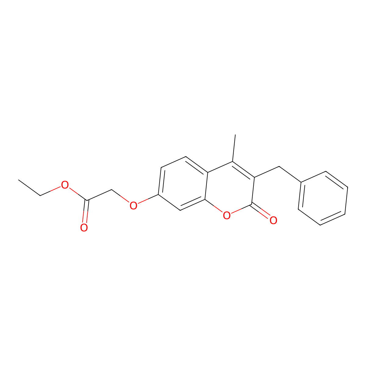 ethyl 2-[(3-benzyl-4-methyl-2-oxo-2H-chromen-7-yl)oxy]acetate molecular structure, CAS 6021-27-8
