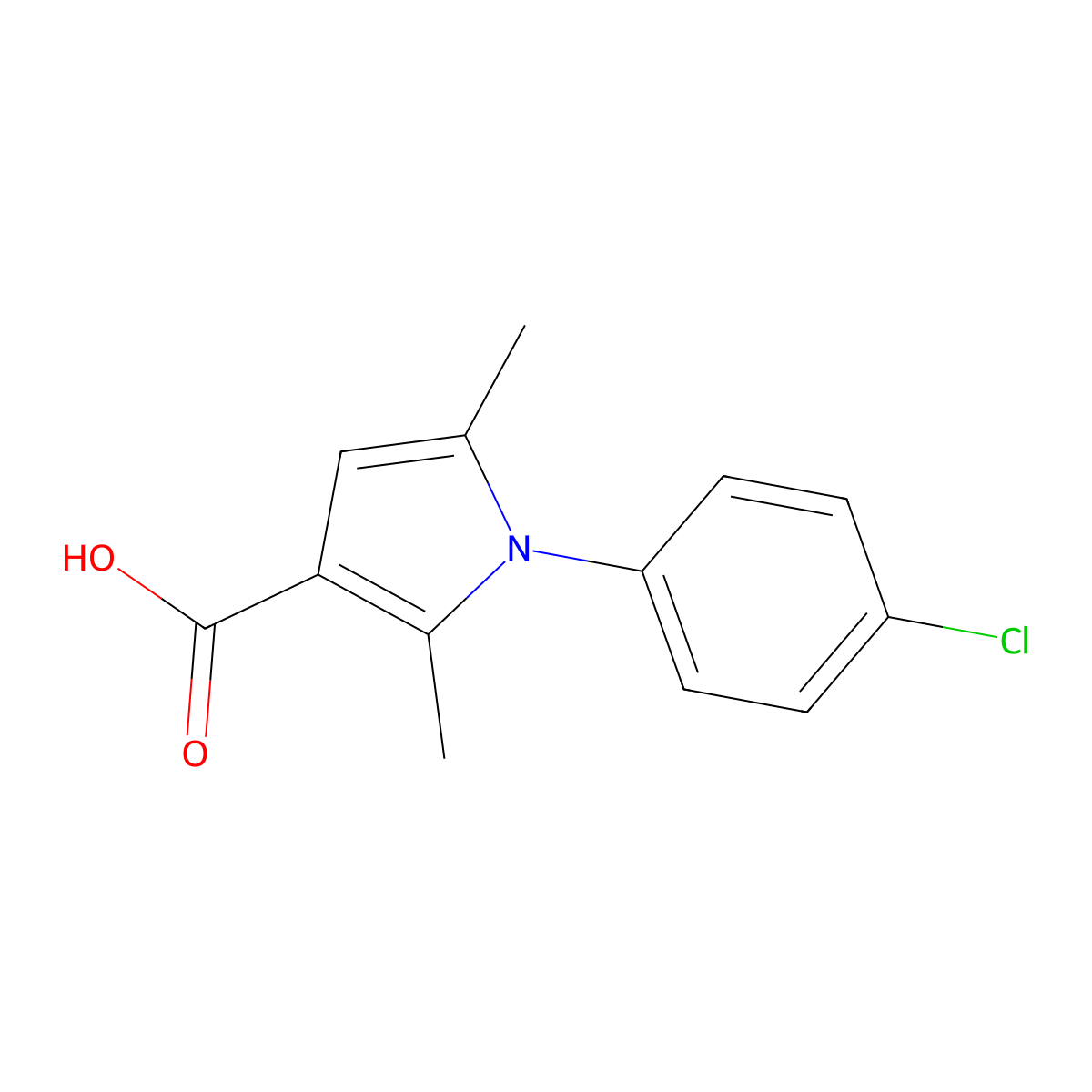 1-(4-Chlorophenyl)-2,5-dimethyl-1H-pyrrole-3-carboxylic acid molecular structure, CAS 60217-76-7