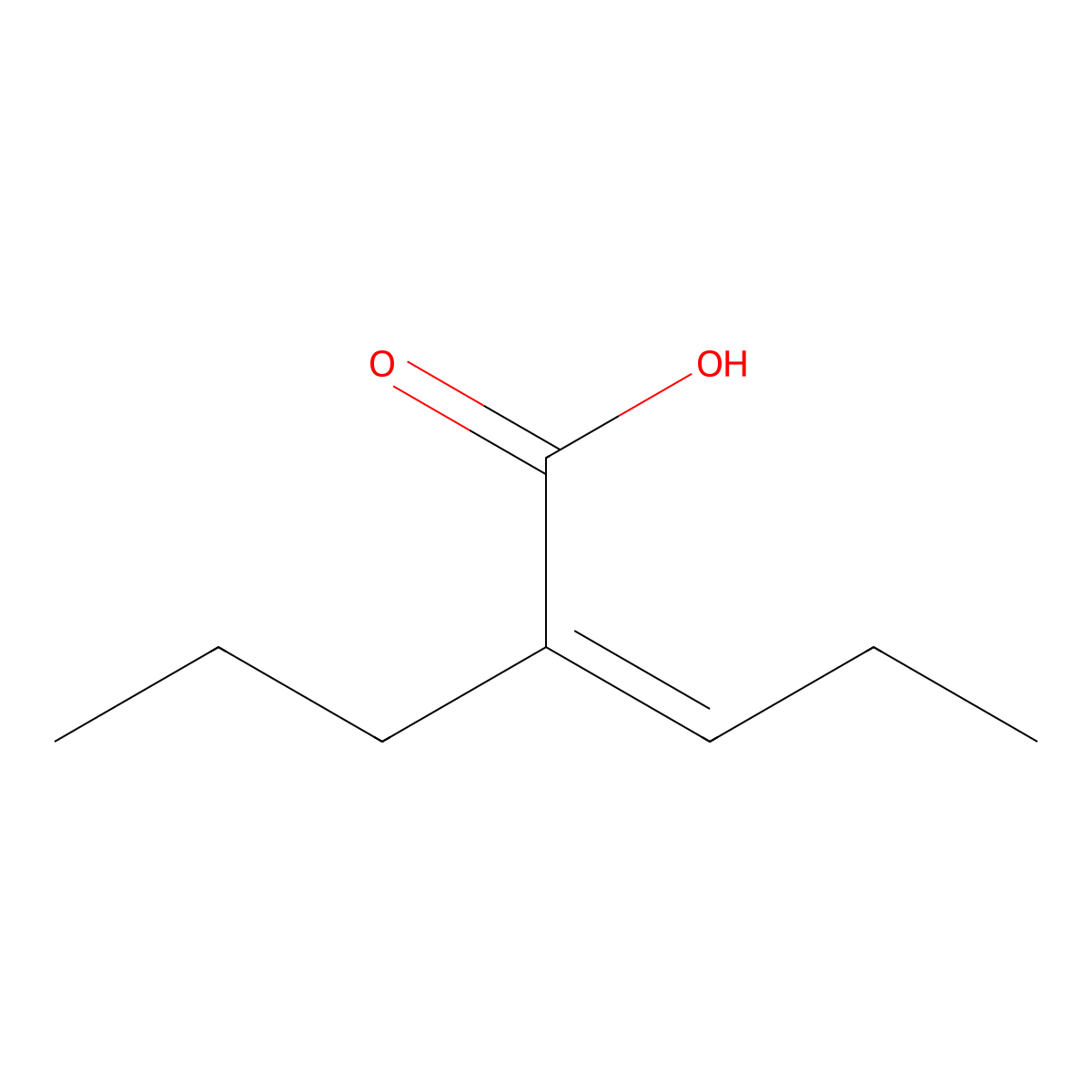 2-Propyl-2-pentenoic acid molecular structure, CAS 60218-41-9