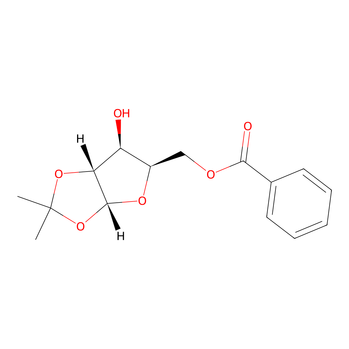 ((3aR,5R,6S,6aR)-6-hydroxy-2,2-dimethyltetrahydrofuro[2,3-d][1,3]dioxol-5-yl)methyl benzoate molecular structure, CAS 6022-96-4