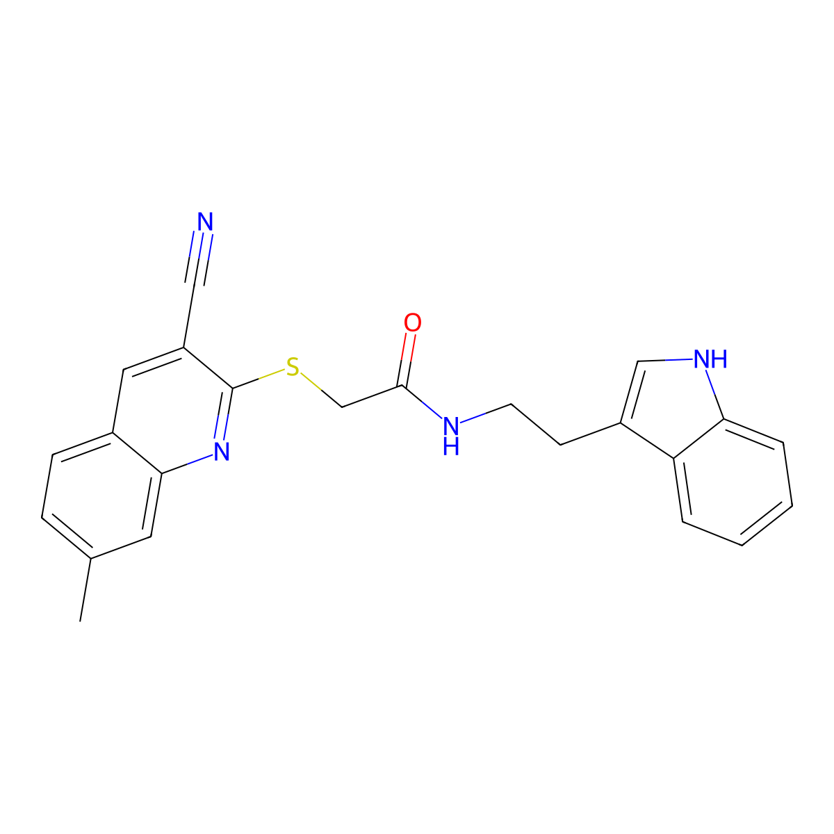 2-[(3-Cyano-7-methyl-2-quinolinyl)sulfanyl]-N-[2-(1H-indol-3-yl)ethyl]acetamide molecular structure, CAS 602263-49-0