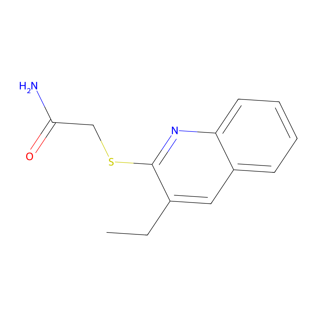 2-[(3-Ethyl-2-quinolinyl)sulfanyl]acetamide molecular structure, CAS 602266-00-2