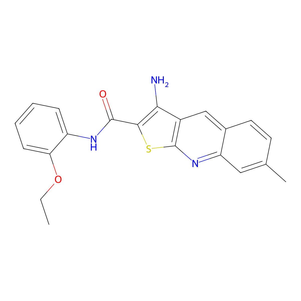 3-amino-N-(2-ethoxyphenyl)-7-methylthieno[2,3-b]quinoline-2-carboxamide molecular structure, CAS 602286-22-6