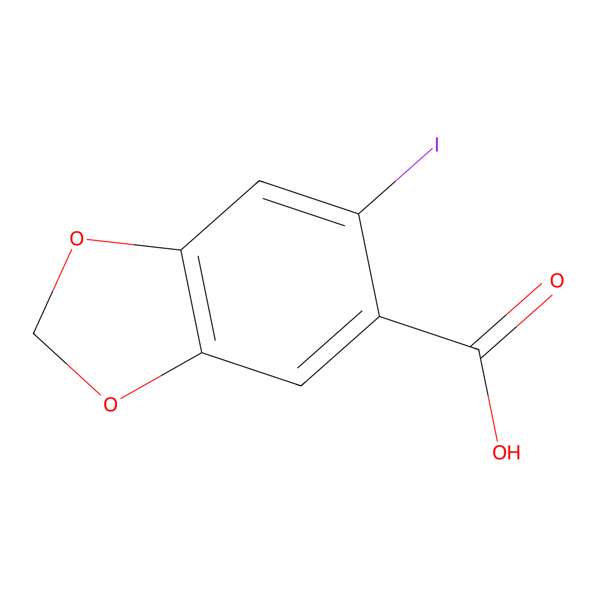6-Iodobenzo[d][1,3]dioxole-5-carboxylic acid molecular structure, CAS 60229-66-5