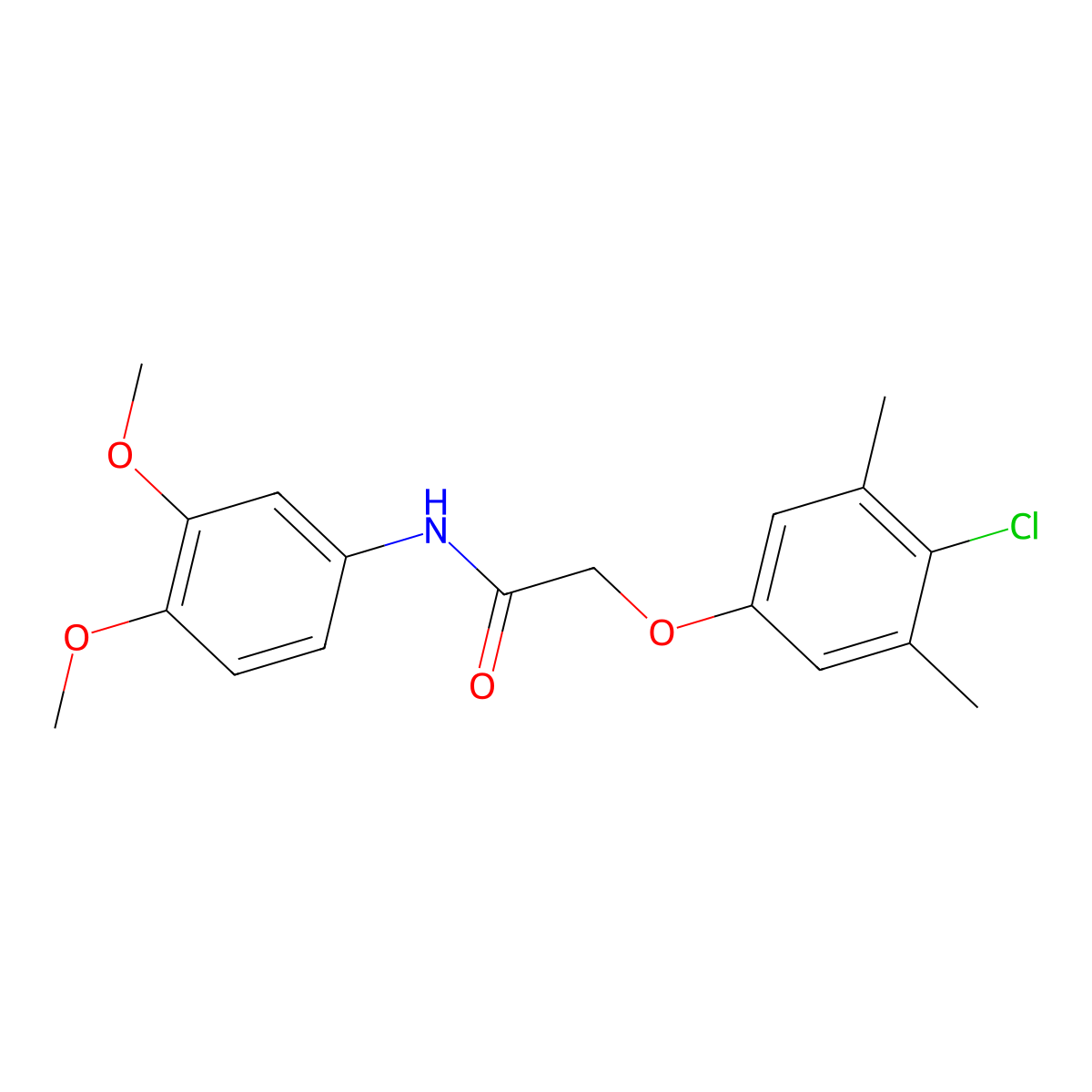 2-(4-Chloro-3,5-dimethylphenoxy)-n-(3,4-dimethoxyphenyl)acetamide molecular structure, CAS 6023-13-8