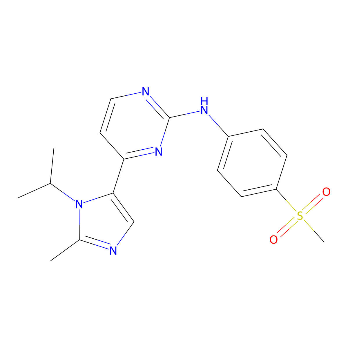 4-(2-Methyl-1-(1-methylethyl)-1H-imidazol-5-yl)-N-(4-(methylsulfonyl)phenyl)-2-pyrimidinamine molecular structure, CAS 602306-29-6