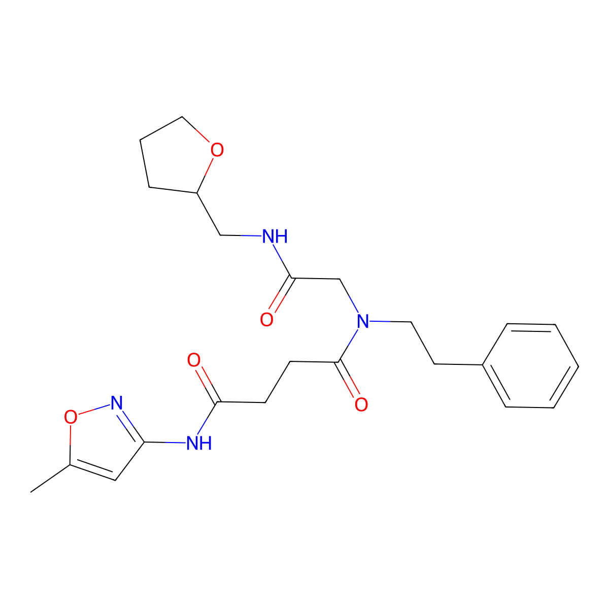 N-(5-methyl-1,2-oxazol-3-yl)-N'-[2-oxo-2-(oxolan-2-ylmethylamino)ethyl]-N'-(2-phenylethyl)butanediamide molecular structure, CAS 602322-30-5