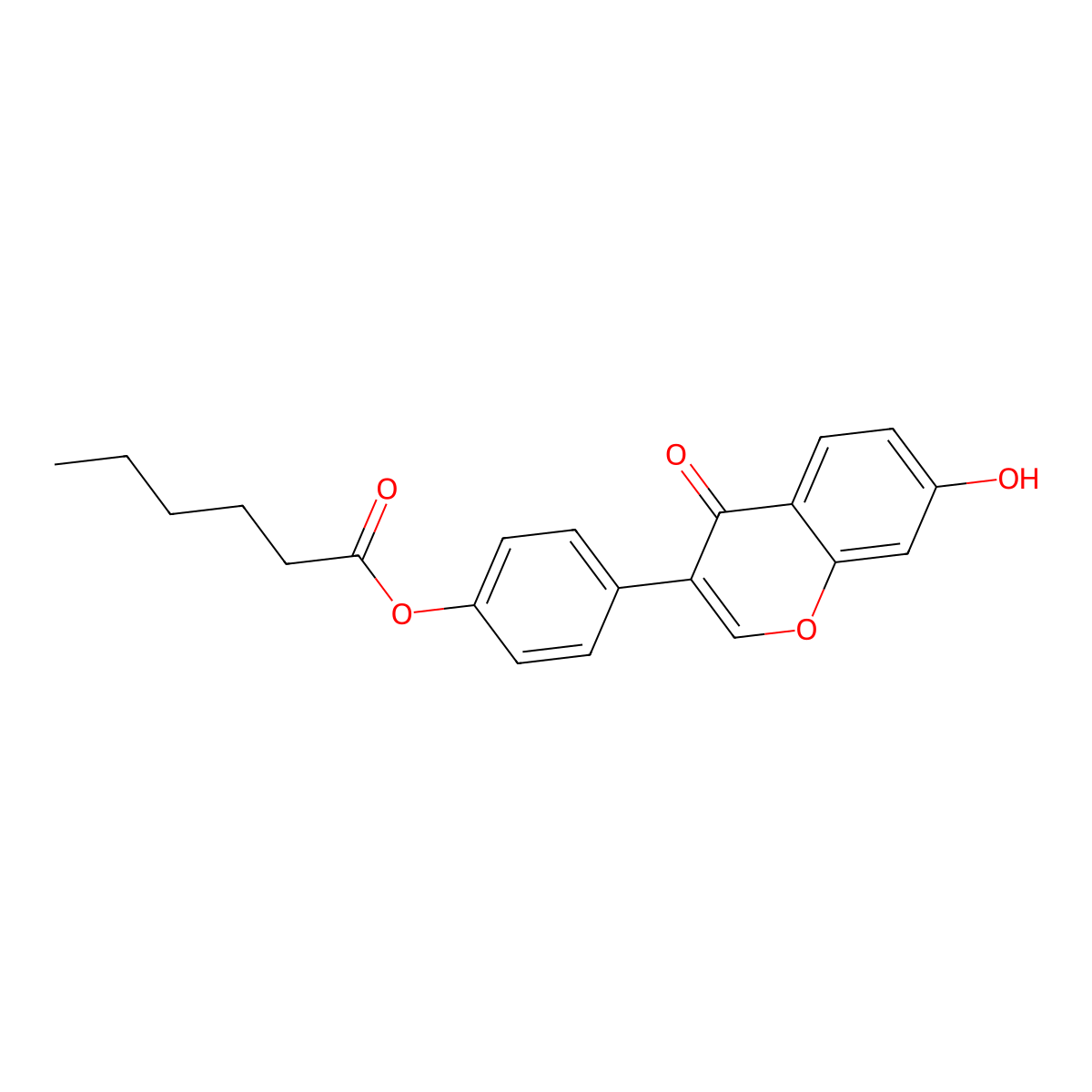 4-(7-Hydroxy-4-oxo-4H-1-benzopyran-3-yl)phenyl hexanoate molecular structure, CAS 602329-51-1