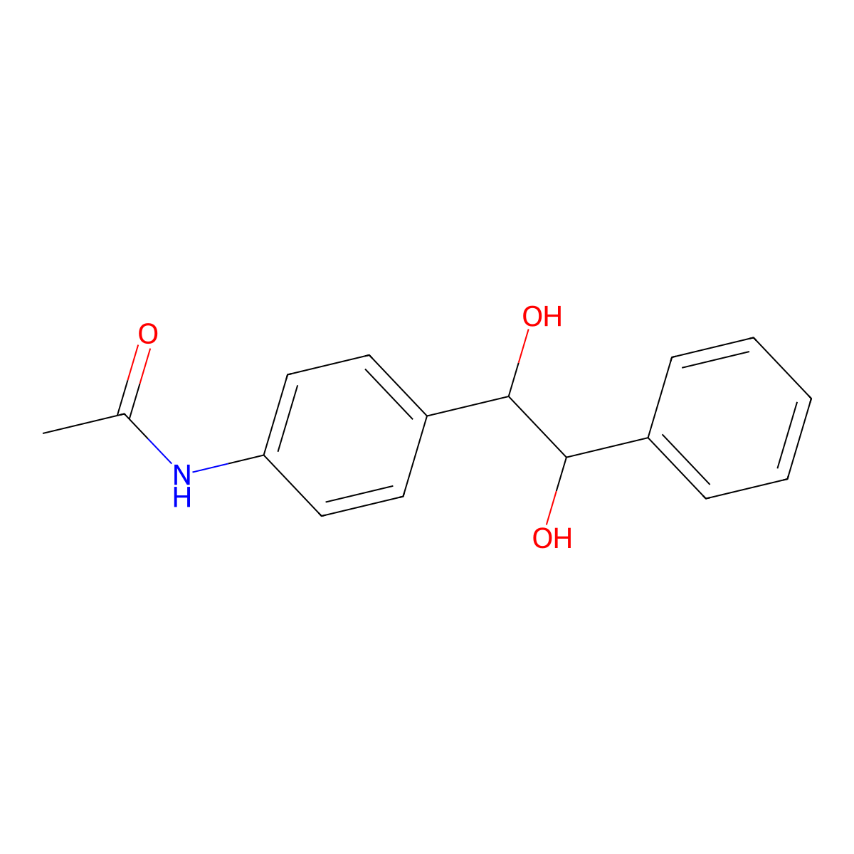 (R*,R*)-N-(4-(1,2-Dihydroxy-2-phenylethyl)phenyl)acetamide molecular structure, CAS 60239-58-9