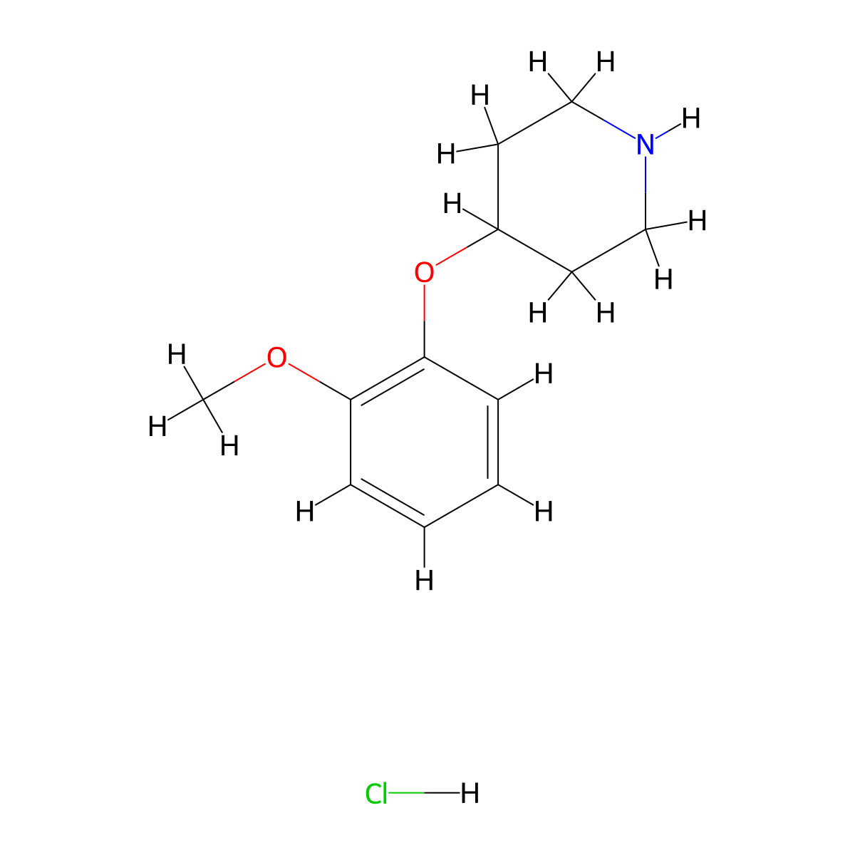 4-(2-Methoxyphenoxy)piperidine hydrochloride molecular structure, CAS 6024-31-3
