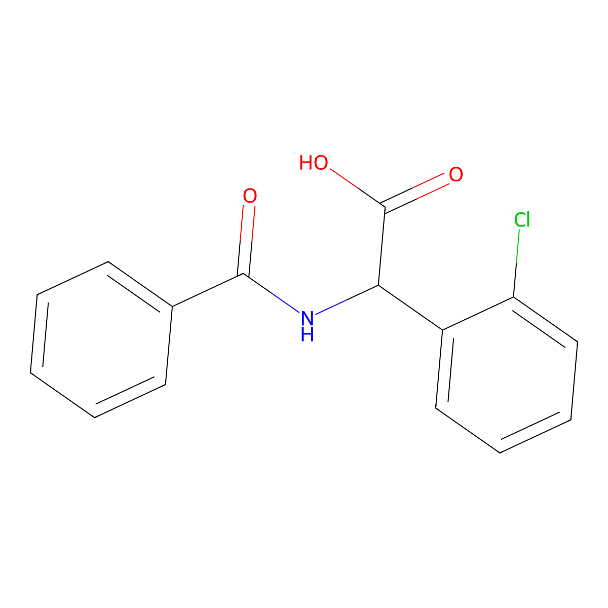 Benzoylamino-(2-chloro-phenyl)-acetic acid molecular structure, CAS 60241-98-7