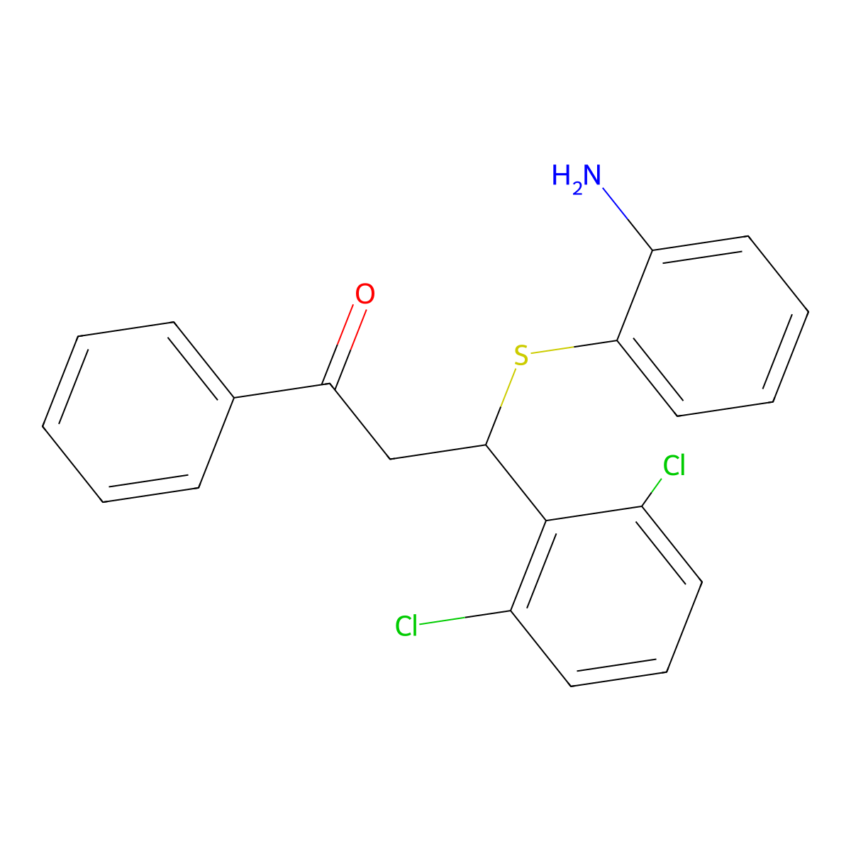 3-(2-Aminophenyl)sulfanyl-3-(2,6-dichlorophenyl)-1-phenylpropan-1-one molecular structure, CAS 60246-72-2