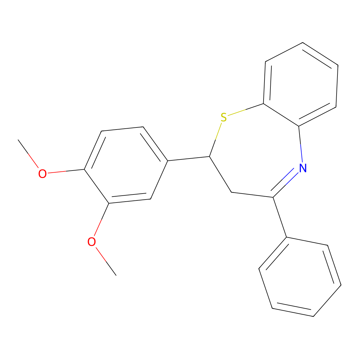 2-(3,4-Dimethoxyphenyl)-4-phenyl-2,3-dihydro-1,5-benzothiazepine molecular structure, CAS 60246-78-8