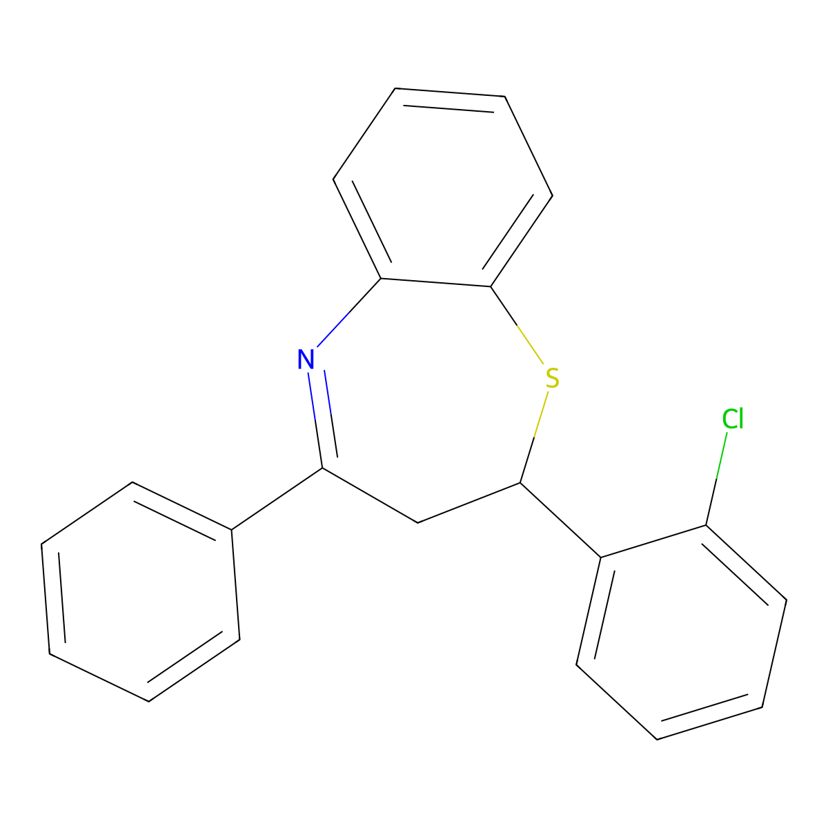 2-(2-Chlorophenyl)-4-phenyl-2,3-dihydro-1,5-benzothiazepine molecular structure, CAS 60246-85-7