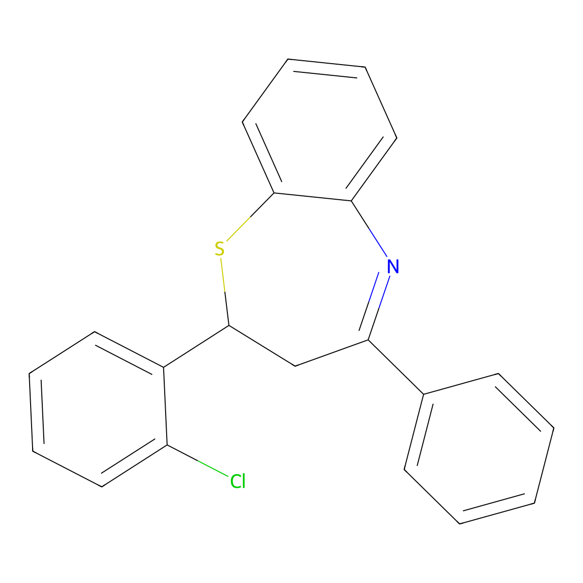2-(2-Chlorophenyl)-4-phenyl-2,3-dihydro-1,5-benzothiazepine molecular structure, CAS 60246-85-7