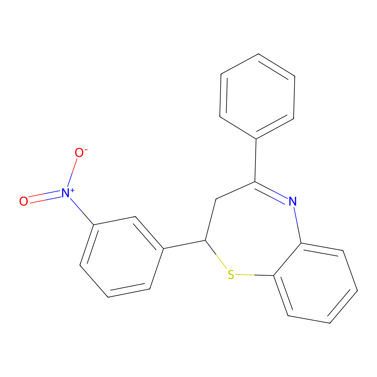 2-(3-(Hydroxy(oxido)amino)phenyl)-4-phenyl-2,3-dihydro-1,5-benzothiazepine molecular structure, CAS 60246-86-8