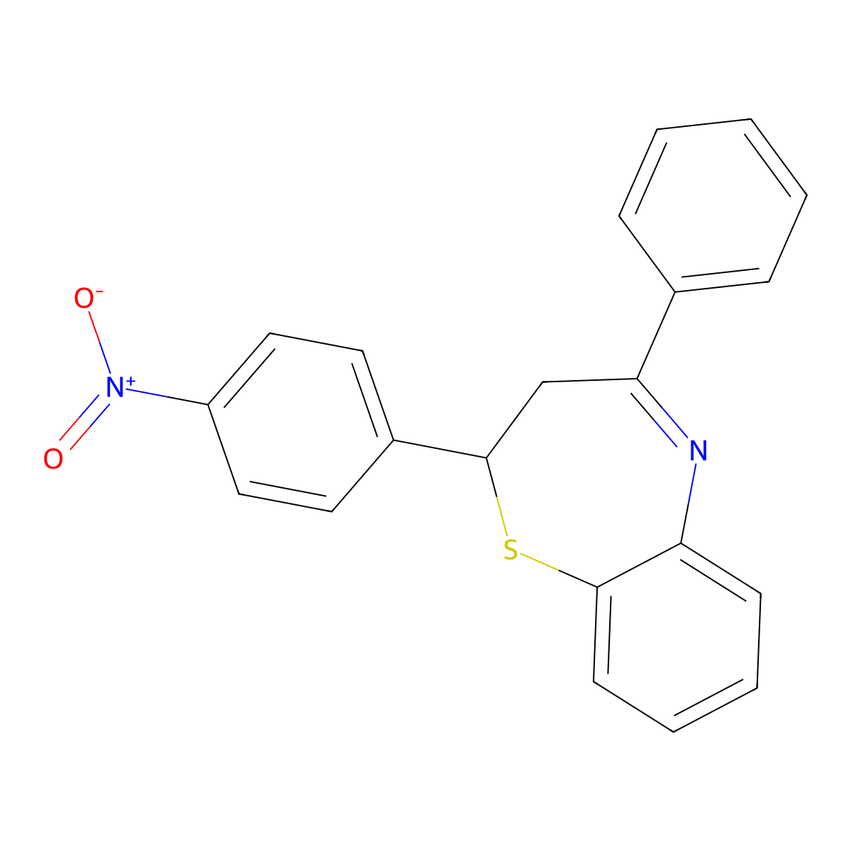 2-(4-(Hydroxy(oxido)amino)phenyl)-4-phenyl-2,3-dihydro-1,5-benzothiazepine molecular structure, CAS 60246-87-9