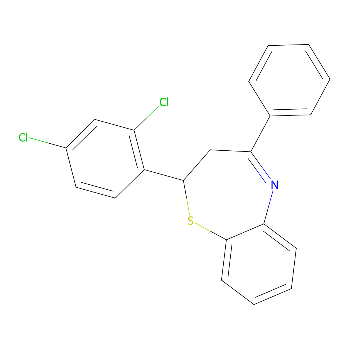 2-(2,4-Dichlorophenyl)-4-phenyl-2,3-dihydro-1,5-benzothiazepine molecular structure, CAS 60246-88-0