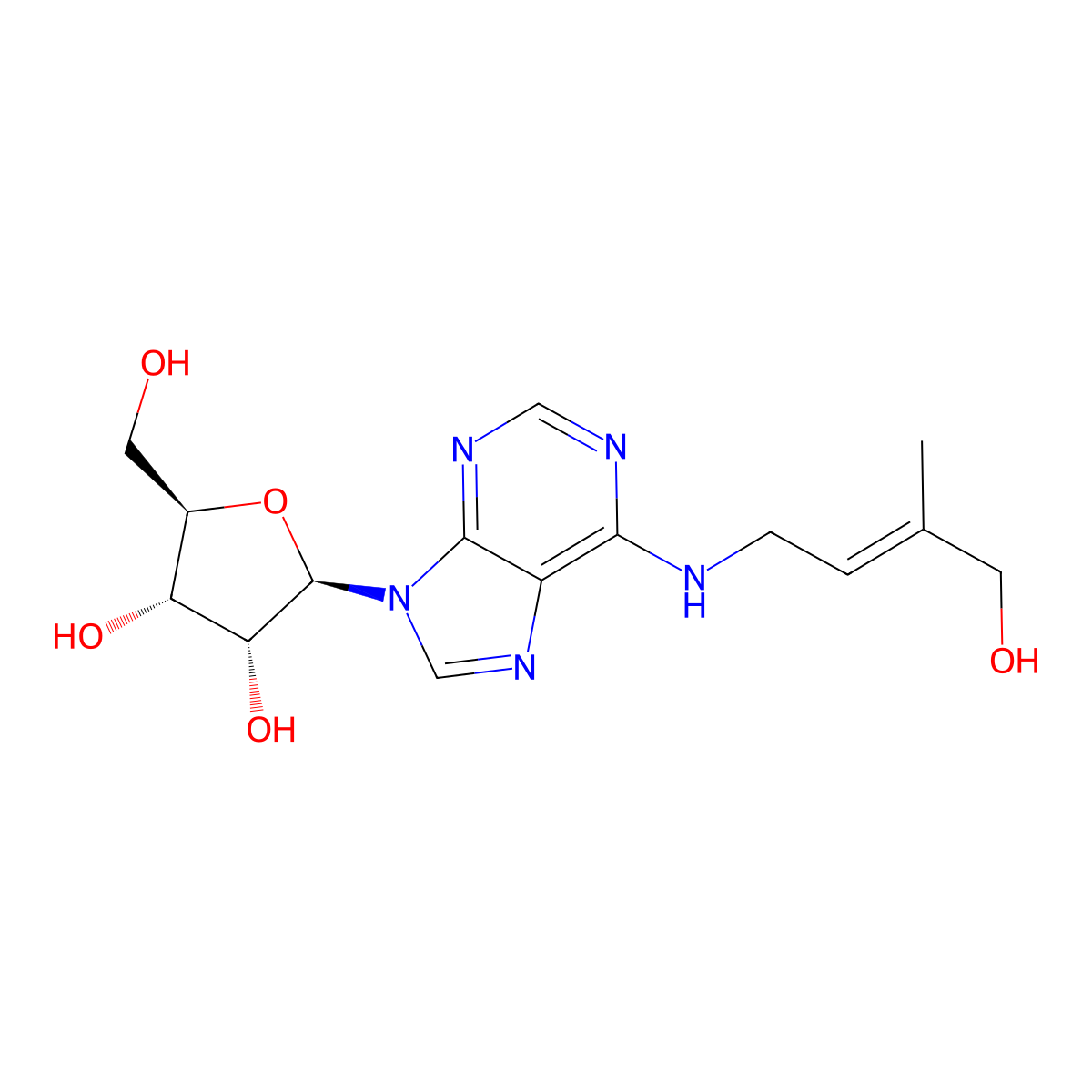 Zeatin riboside molecular structure, CAS 6025-53-2