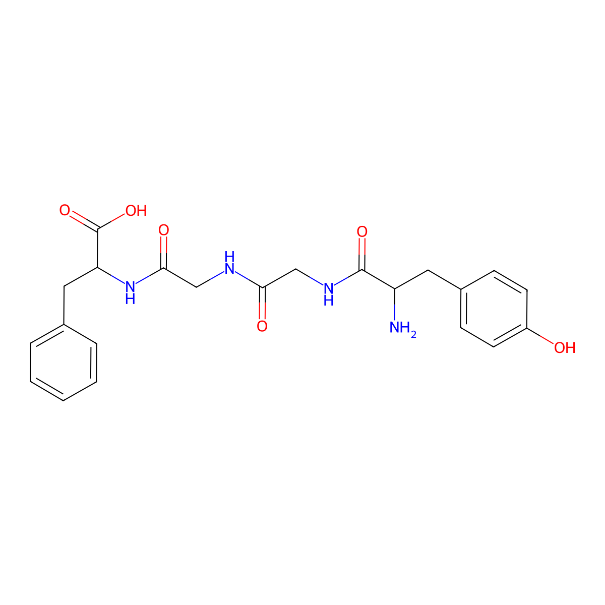 Tyrosyl-glycyl-glycyl-phenylalanyl molecular structure, CAS 60254-82-2