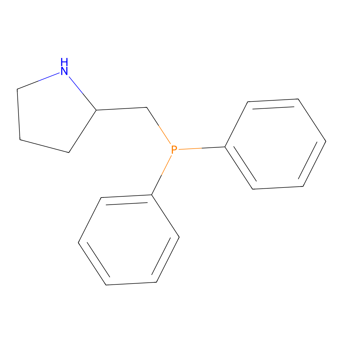 (S)-2-[(Diphenylphosphino)methyl]pyrrolidine molecular structure, CAS 60261-46-3