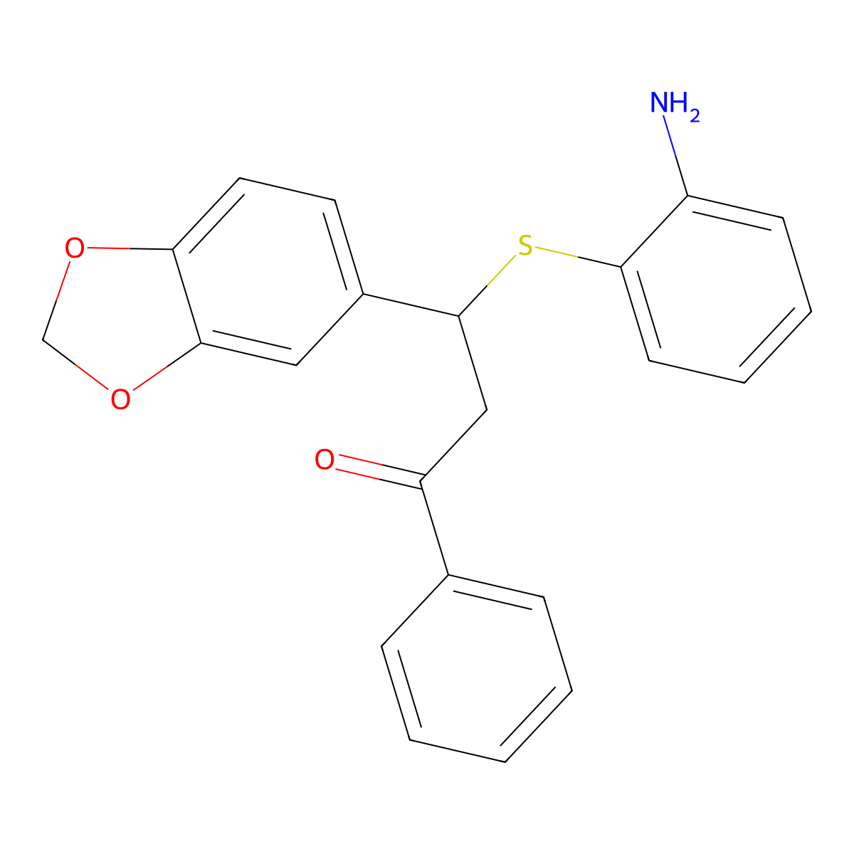 3-((2-Aminophenyl)thio)-3-(1,3-benzodioxol-5-yl)-1-phenyl-1-propanone molecular structure, CAS 60262-56-8