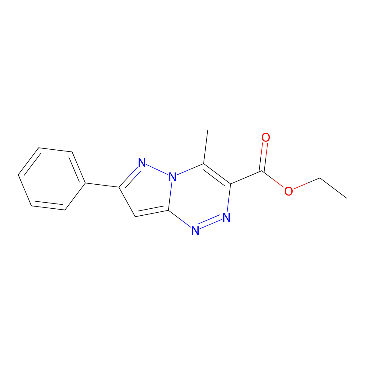 Ethyl 4-methyl-7-phenylpyrazolo[5,1-c][1,2,4]triazine-3-carboxylate molecular structure, CAS 60269-83-2