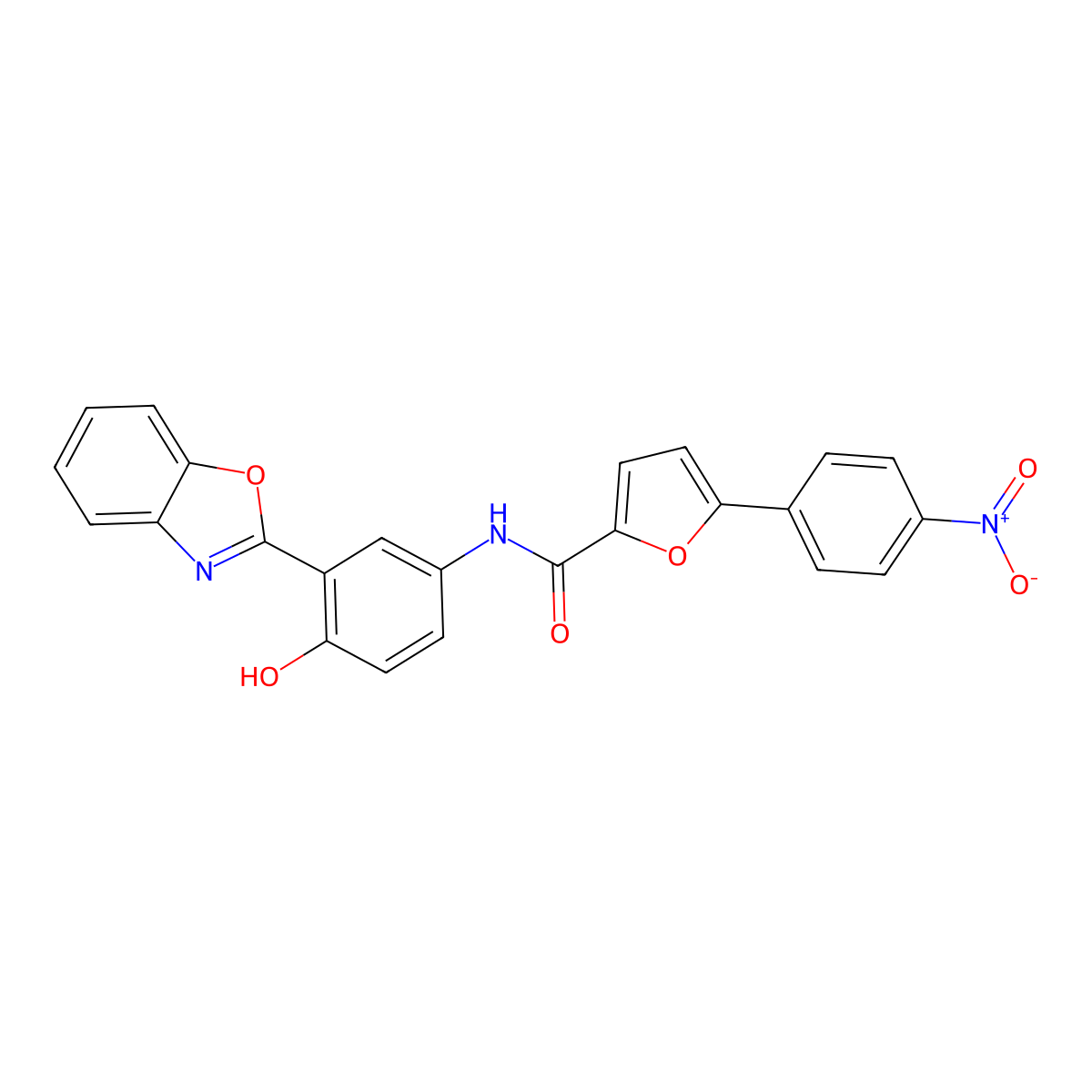 N-[3-(1,3-Benzoxazol-2-YL)-4-hydroxyphenyl]-5-(4-nitrophenyl)furan-2-carboxamide molecular structure, CAS 6027-19-6