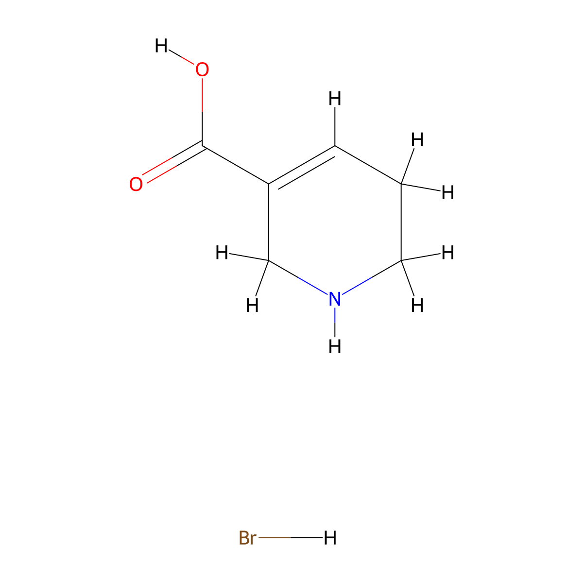Guvacine hydrobromide molecular structure, CAS 6027-92-5