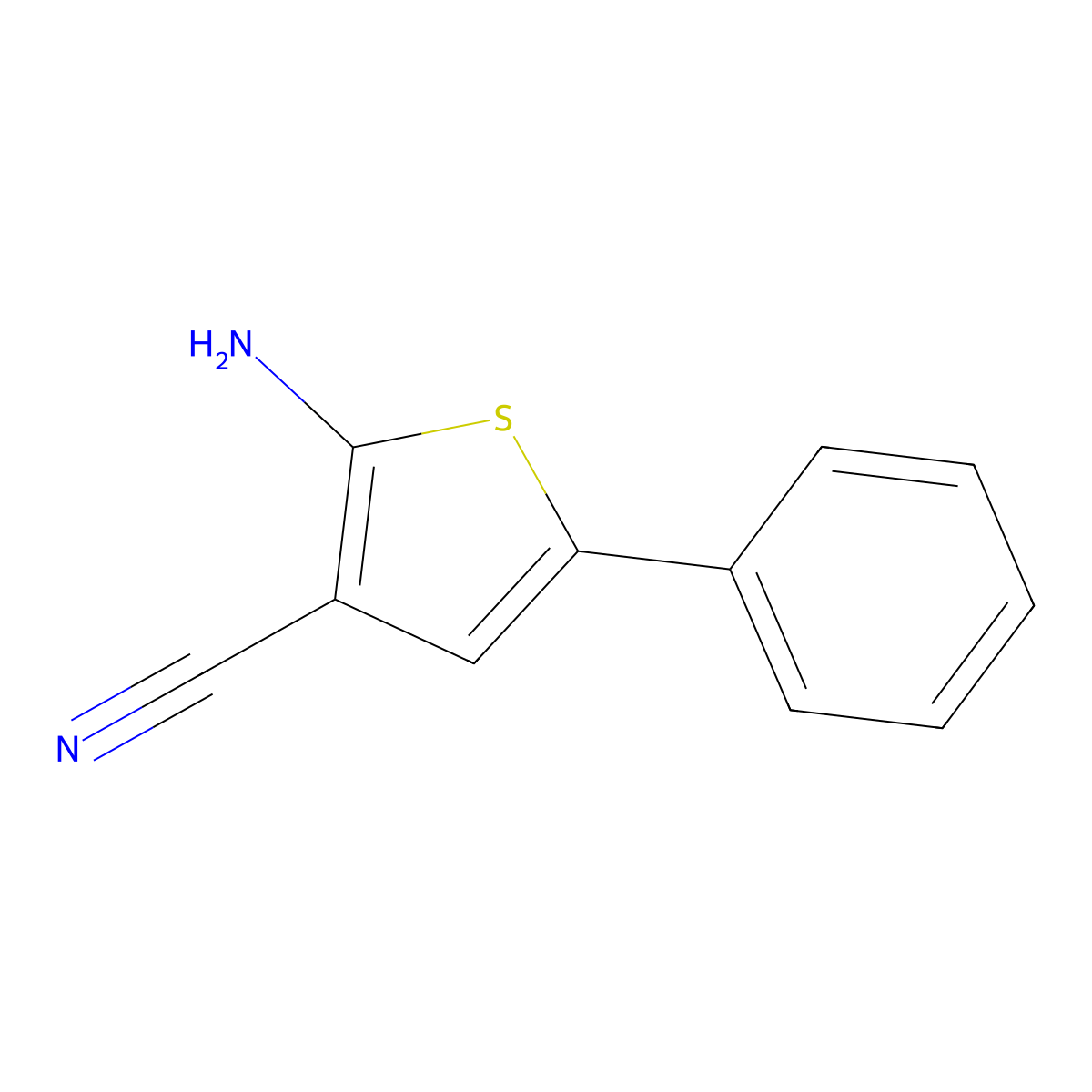2-Amino-5-phenylthiophene-3-carbonitrile molecular structure, CAS 60271-29-6